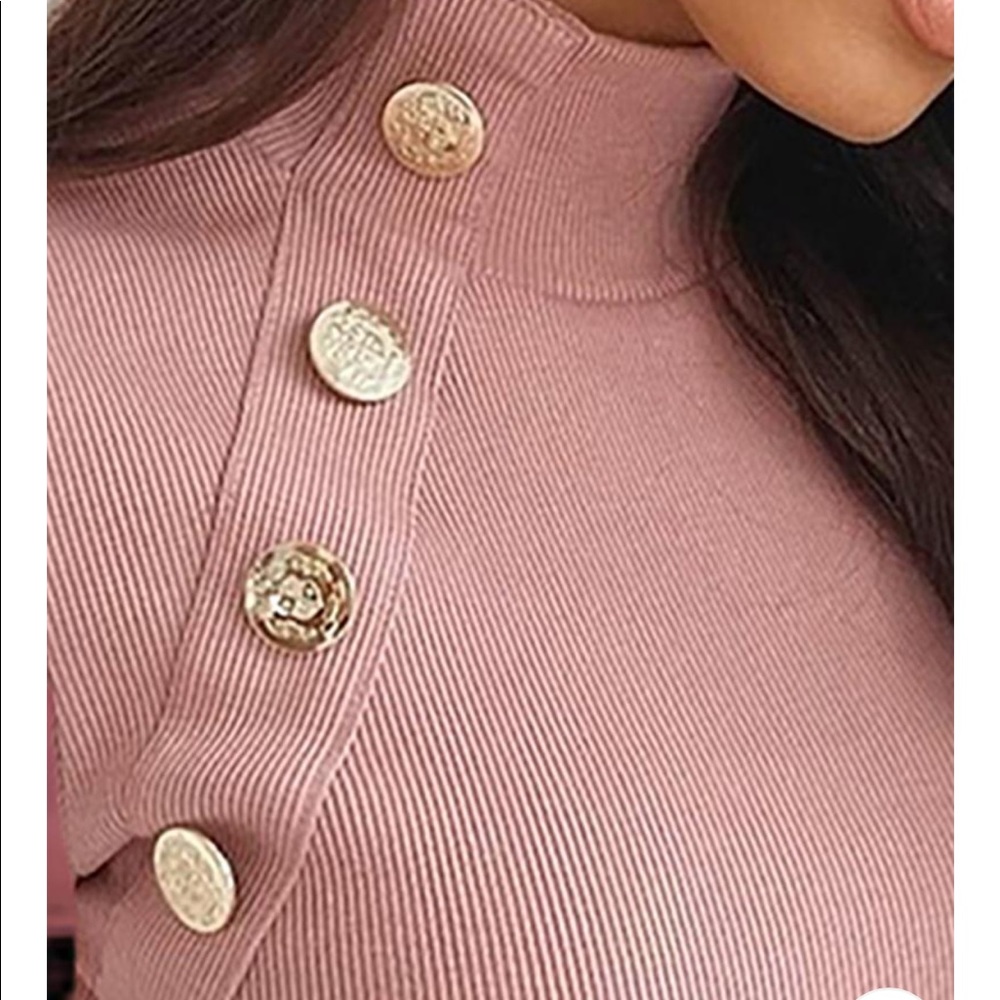 Mock neck pick sweater with puff sleeves - Picture 4 of 5